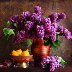 5D DIY Purple Flower Vase &Fruit Diamond Painting Lavender Stitch Needlework Diamond Painting Home Decor Full Drill Picture Homejoy