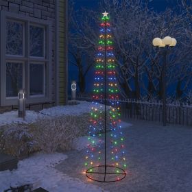 Christmas Cone Tree Colorful 136 LEDs Decoration 27.6"x94.5"