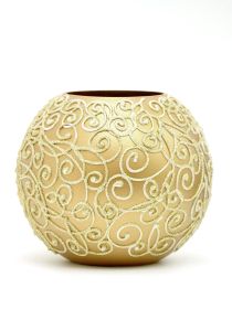 Gold bowl glass vase for flowers | Painted Art Glass Round Bubble Vase | Home Decor | Table vase 6 inch