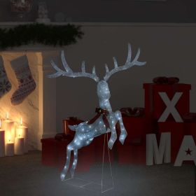 Flying Reindeer Christmas Decoration 120 LEDs Silver Cold White
