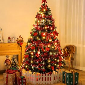 7.5FT Hinged Fraser Fir Artificial Fir Christmas Tree Holiday Decoration w/1,250 Lush Branch Tips, 350 LED Lights