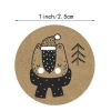 500 Pcs Kraft Paper Christmas Stickers Black White Holiday Animal Stickers Gift Decoration DIY Stickers Christmas Labels, 1 Roll