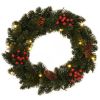 Christmas Wreaths 2 pcs with Decoration Green 17.7"