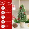 18.5-Inch Snowy Tabletop Christmas Tree with PE Branch Tips and Pulp Base