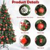 7ft  Pre-lit Christmas Hinged Tree with Red Berries and Ornaments