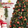 7ft  Pre-lit Christmas Hinged Tree with Red Berries and Ornaments