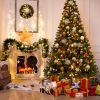 7.5FT Hinged Fraser Fir Artificial Fir Christmas Tree Holiday Decoration w/1,250 Lush Branch Tips, 350 LED Lights