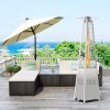 42000 BTU Stainless Steel Material Pyramid Glass Tube Flame Outdoor Heater with Long Strips of Flame with Aluminum Top Reflector Shield Heating Up to