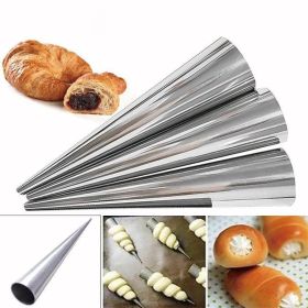 5Pcs/set Stainless Steel Spiral Croissants Molds Conical Tube Cone Roll Cream Baking Pastry Tool (size: 12*3.4)
