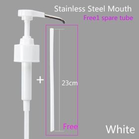 Stainless Steel Ketchup Vinegar Bottle Press Nozzle Sauce Push-type Pump Push-Type Tools Kitchen (Color: White-B)