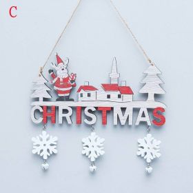 Christmas Santa Claus Door Wooden Hanging Pendant Merry Christmas Decoration For Home 2021 Xmas Navidad Noel Gifts New Year 2022 (size: C)