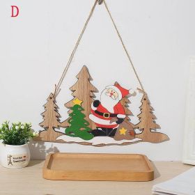 Christmas Santa Claus Door Wooden Hanging Pendant Merry Christmas Decoration For Home 2021 Xmas Navidad Noel Gifts New Year 2022 (size: D)