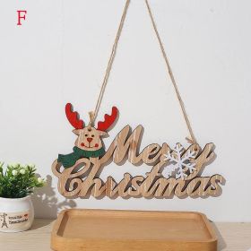 Christmas Santa Claus Door Wooden Hanging Pendant Merry Christmas Decoration For Home 2021 Xmas Navidad Noel Gifts New Year 2022 (size: F)
