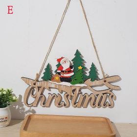 Christmas Santa Claus Door Wooden Hanging Pendant Merry Christmas Decoration For Home 2021 Xmas Navidad Noel Gifts New Year 2022 (size: E)