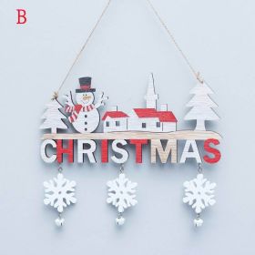 Christmas Santa Claus Door Wooden Hanging Pendant Merry Christmas Decoration For Home 2021 Xmas Navidad Noel Gifts New Year 2022 (size: B)