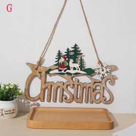Christmas Santa Claus Door Wooden Hanging Pendant Merry Christmas Decoration For Home 2021 Xmas Navidad Noel Gifts New Year 2022 (size: G)