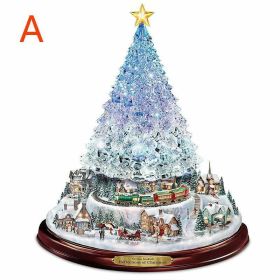 Christmas Tree Rotating Sculpture Train Decorations Paste Window Paste Stickers Christmas Decoration (size: A)