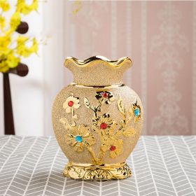 Ceramic Vase Electroplating Gold European Style Home Living Room Decoration (Color: 3Style)