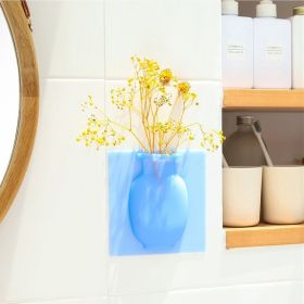 Free shipping Silicone Sticky Vase Magic Rubber Flower Plant Vases Flower Container For Office Sticky Vase  Decoration Home YJ (Color: Blue)