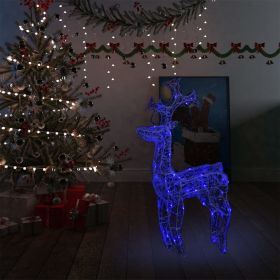 Reindeer Christmas Decoration 90 LEDs 23.6"x6.3"x39.4" Acrylic (Color: Blue)