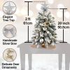 Exquisite Christmas Tree with LED Lights, 20 Inches TableTop Mini Small Xmas Trees for Office, Home, Restaurant, Flocked Artificial Arbol de Navidad w