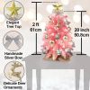 Exquisite Christmas Tree with LED Lights, 20 Inches TableTop Mini Small Xmas Trees for Office, Home, Restaurant, Flocked Artificial Arbol de Navidad w