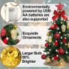 Exquisite Christmas Tree with LED Lights, 20 Inches TableTop Mini Small Xmas Trees for Office, Home, Restaurant, Flocked Artificial Arbol de Navidad w