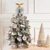 Exquisite Christmas Tree with LED Lights, 20 Inches TableTop Mini Small Xmas Trees for Office, Home, Restaurant, Flocked Artificial Arbol de Navidad w
