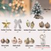 Exquisite Christmas Tree with LED Lights, 20 Inches TableTop Mini Small Xmas Trees for Office, Home, Restaurant, Flocked Artificial Arbol de Navidad w