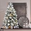 Exquisite Christmas Tree with LED Lights, 20 Inches TableTop Mini Small Xmas Trees for Office, Home, Restaurant, Flocked Artificial Arbol de Navidad w