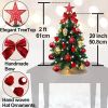 Exquisite Christmas Tree with LED Lights, 20 Inches TableTop Mini Small Xmas Trees for Office, Home, Restaurant, Flocked Artificial Arbol de Navidad w